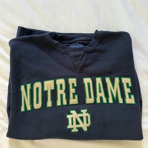 Notre Dame Navy Embroidered Crewneck (Champs)